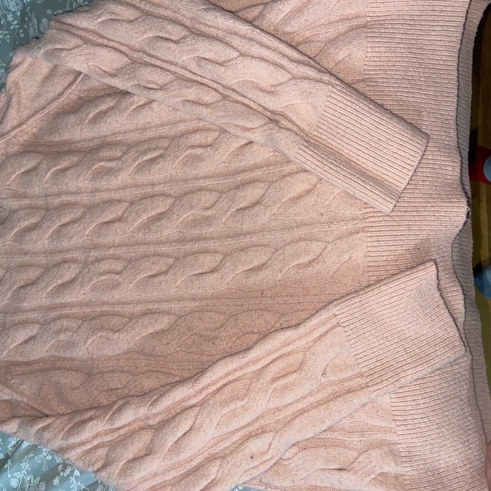 Aerie Soft Blush Cable Knit Turtleneck Sweater